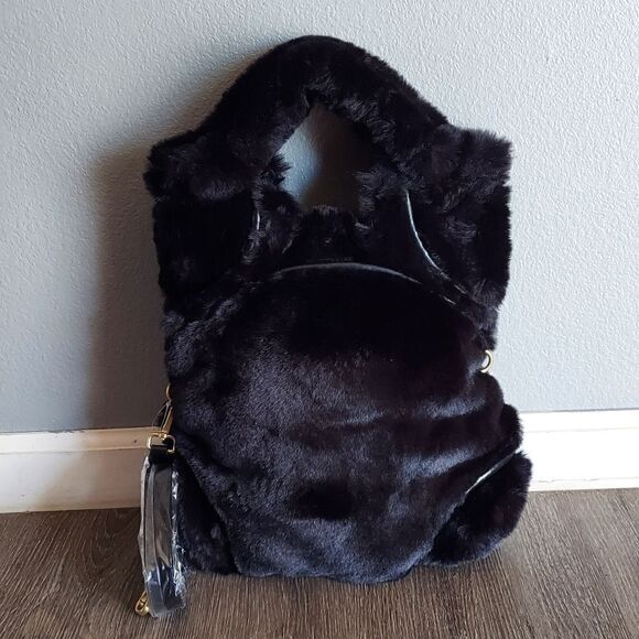 NEW FOLEY + CORINA HIGGE TOWER FAUX FUR FC LADY BAG BLACK - Picture 2 of 8